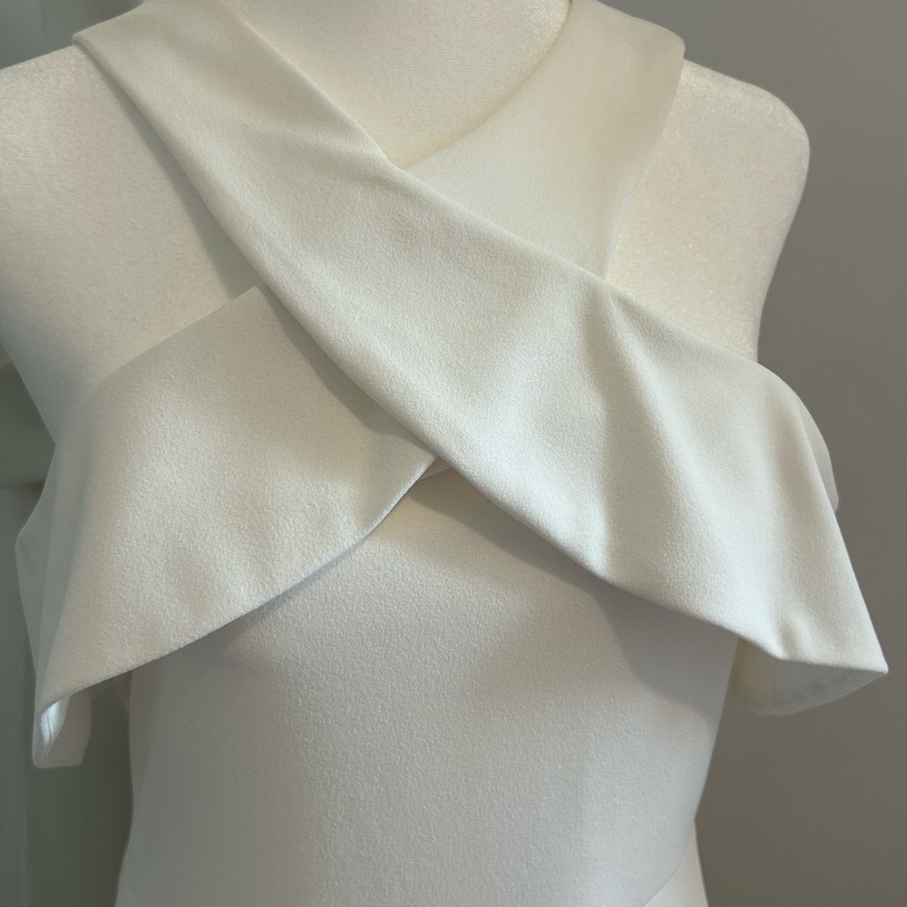 She + Sky Ruffle Halter White Mini Dress Size L NWOT